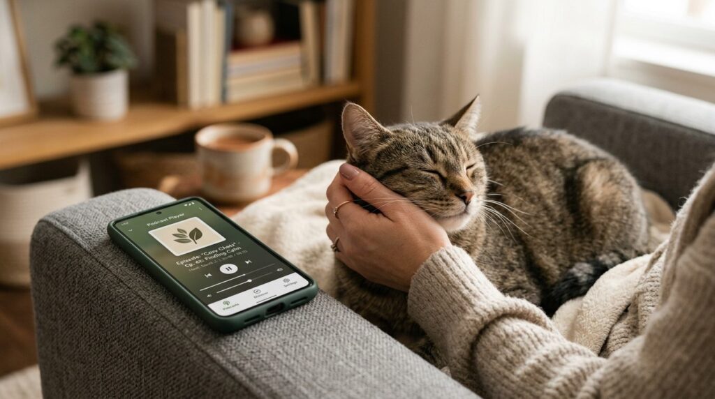 Close-up of a pet owners hand gently petting their cat whil